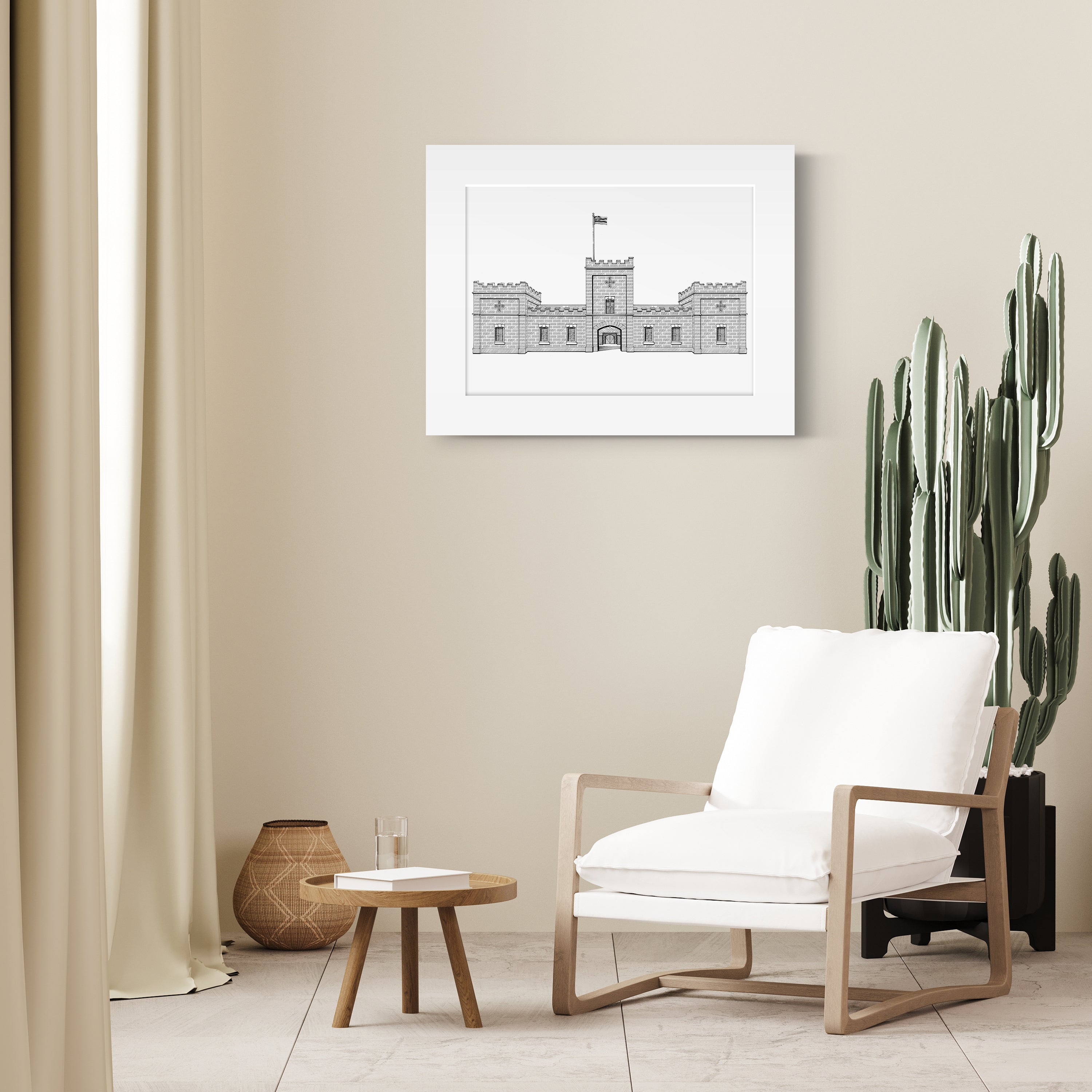 Wall Art For Living Room | Iolani Palace Sketch Wall Art | Citadine