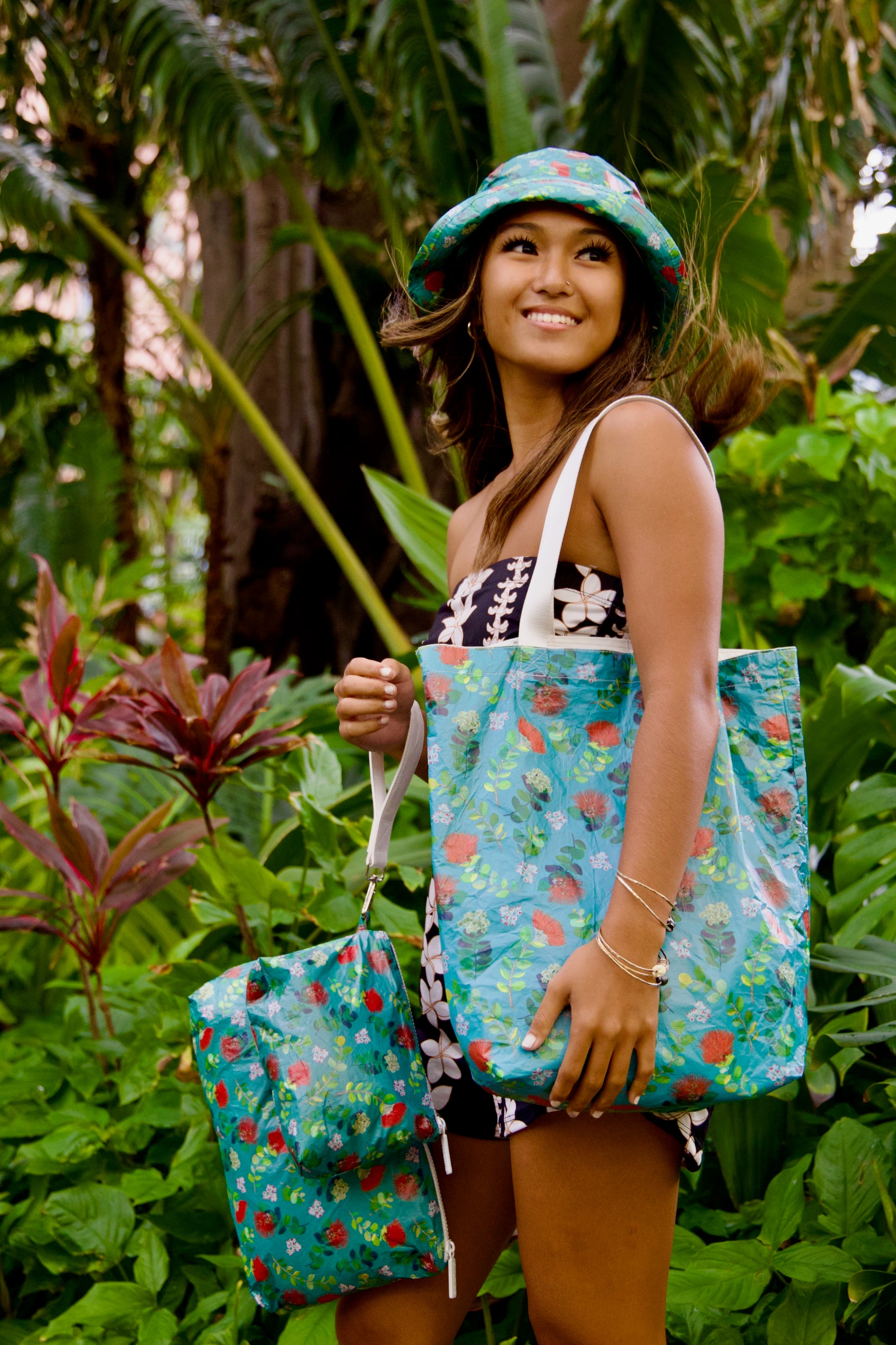 Manoa Houses + Ohia Lehua Print Hawaii Tote Bag- HNL Designs