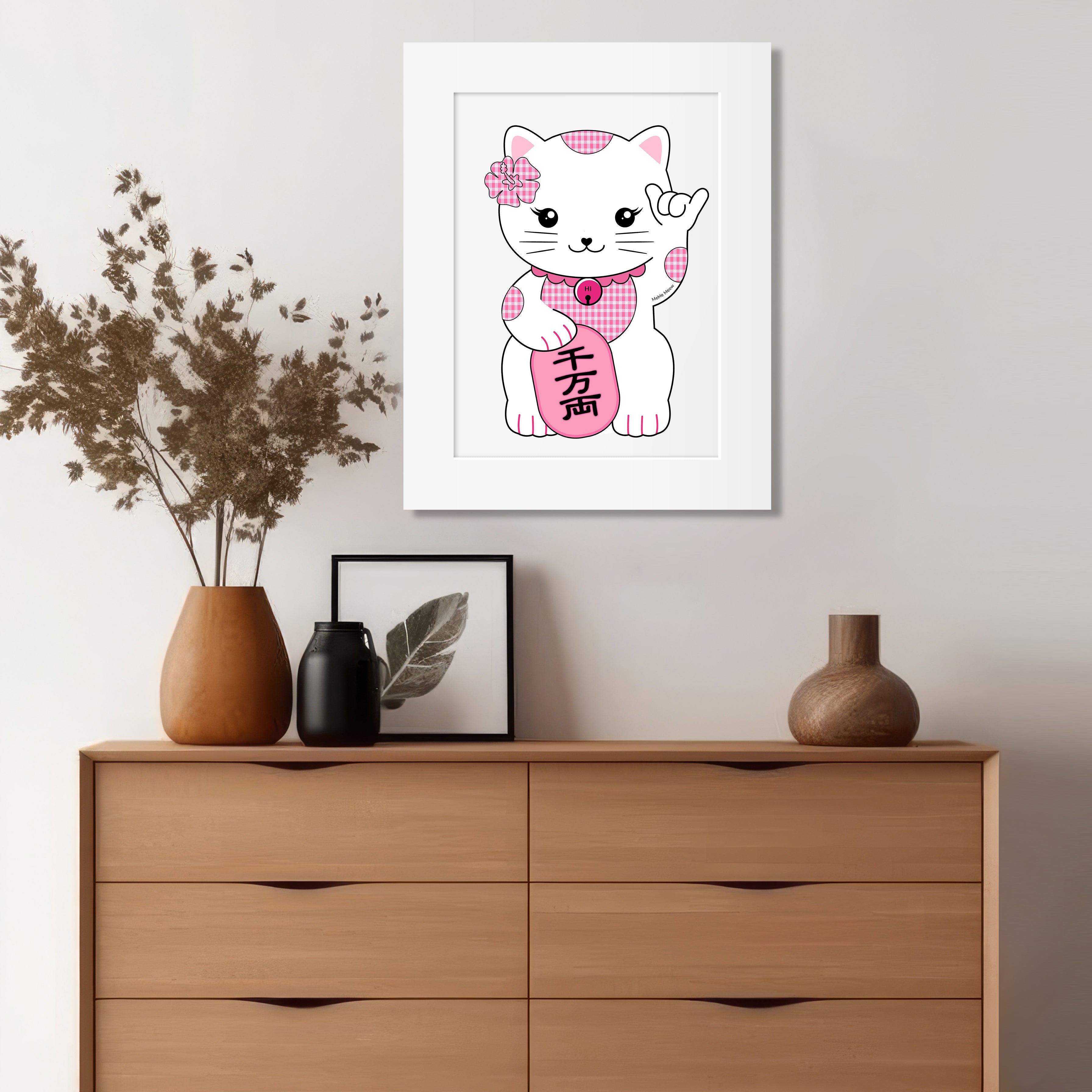 Luck and Charm Print Wall Art | MeMe Meow Maneki Neko | Citadine
