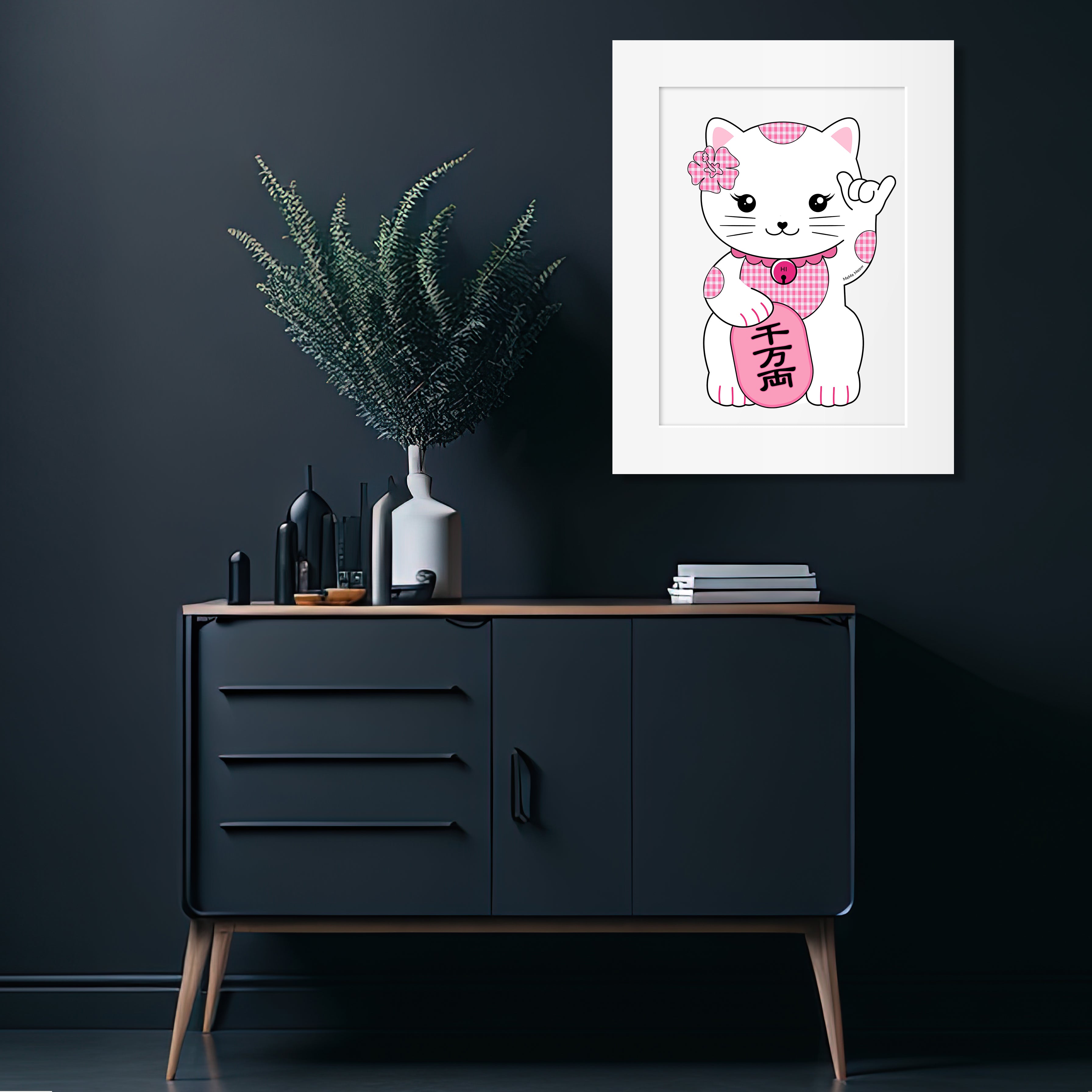 Luck and Charm Print Wall Art | MeMe Meow Maneki Neko | Citadine