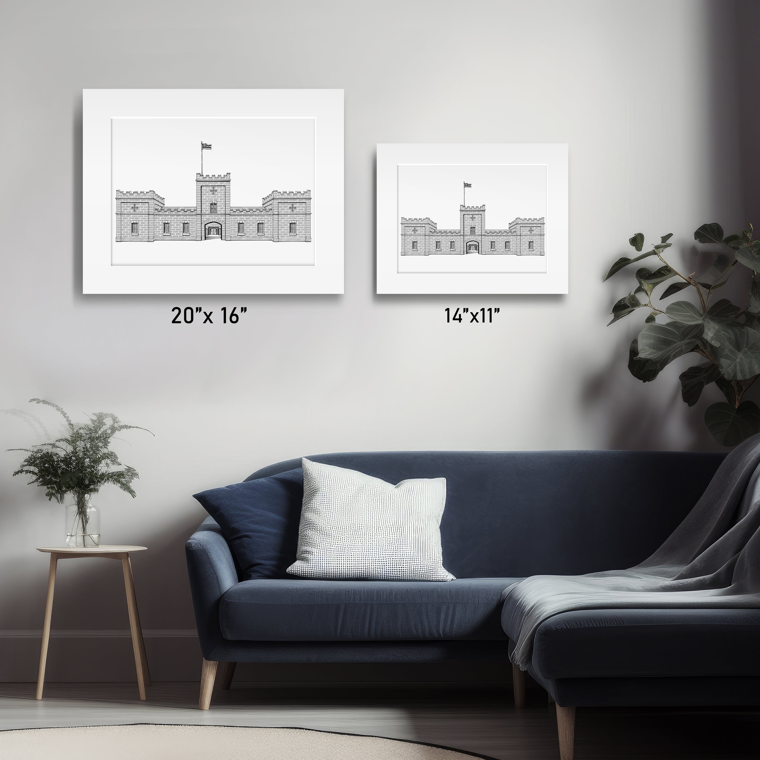 Wall Art For Living Room | Iolani Palace Sketch Wall Art | Citadine