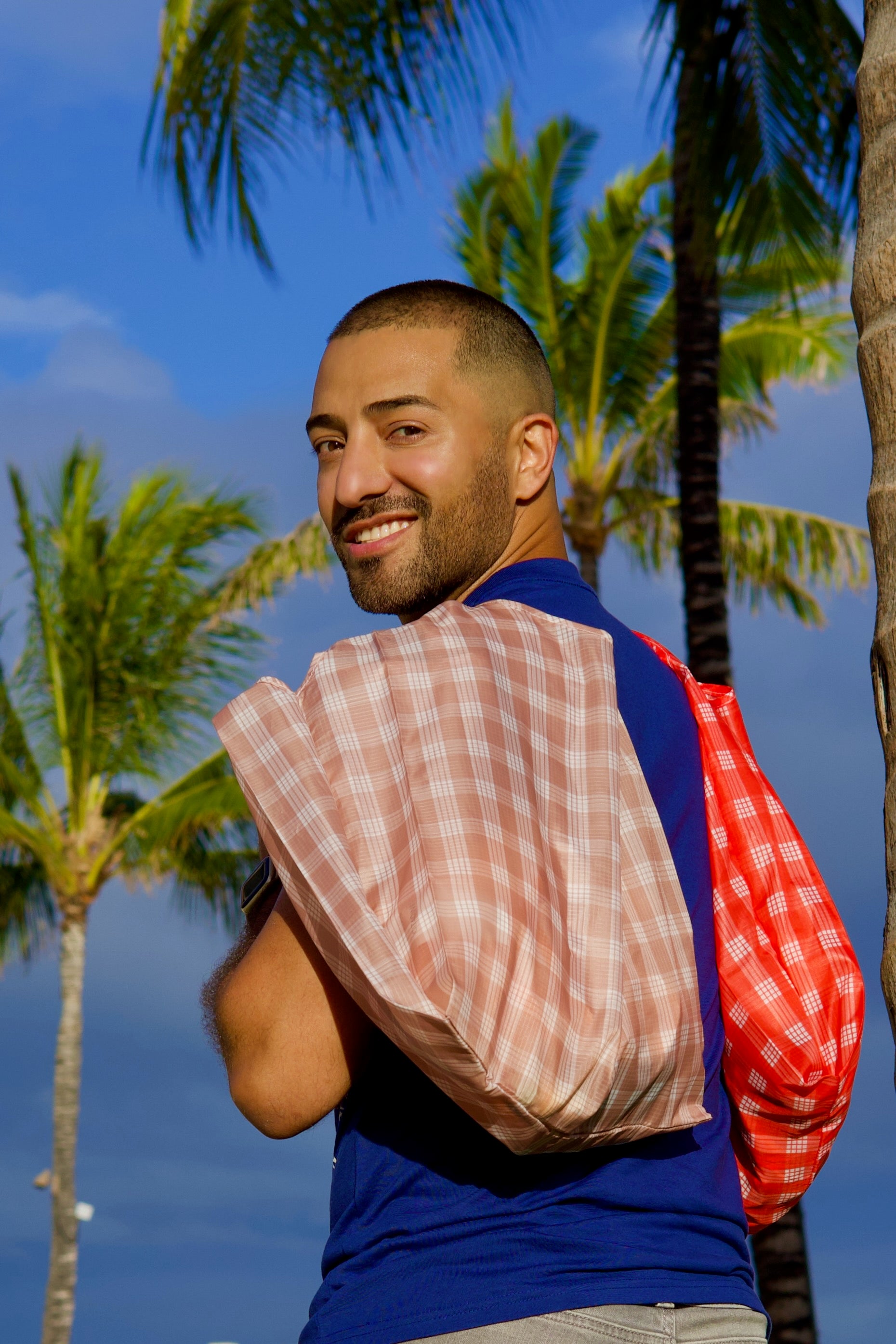 Palaka Taupe Eco-Friendly Tote Bag | Hawaiian Beach Themed | Citadine
