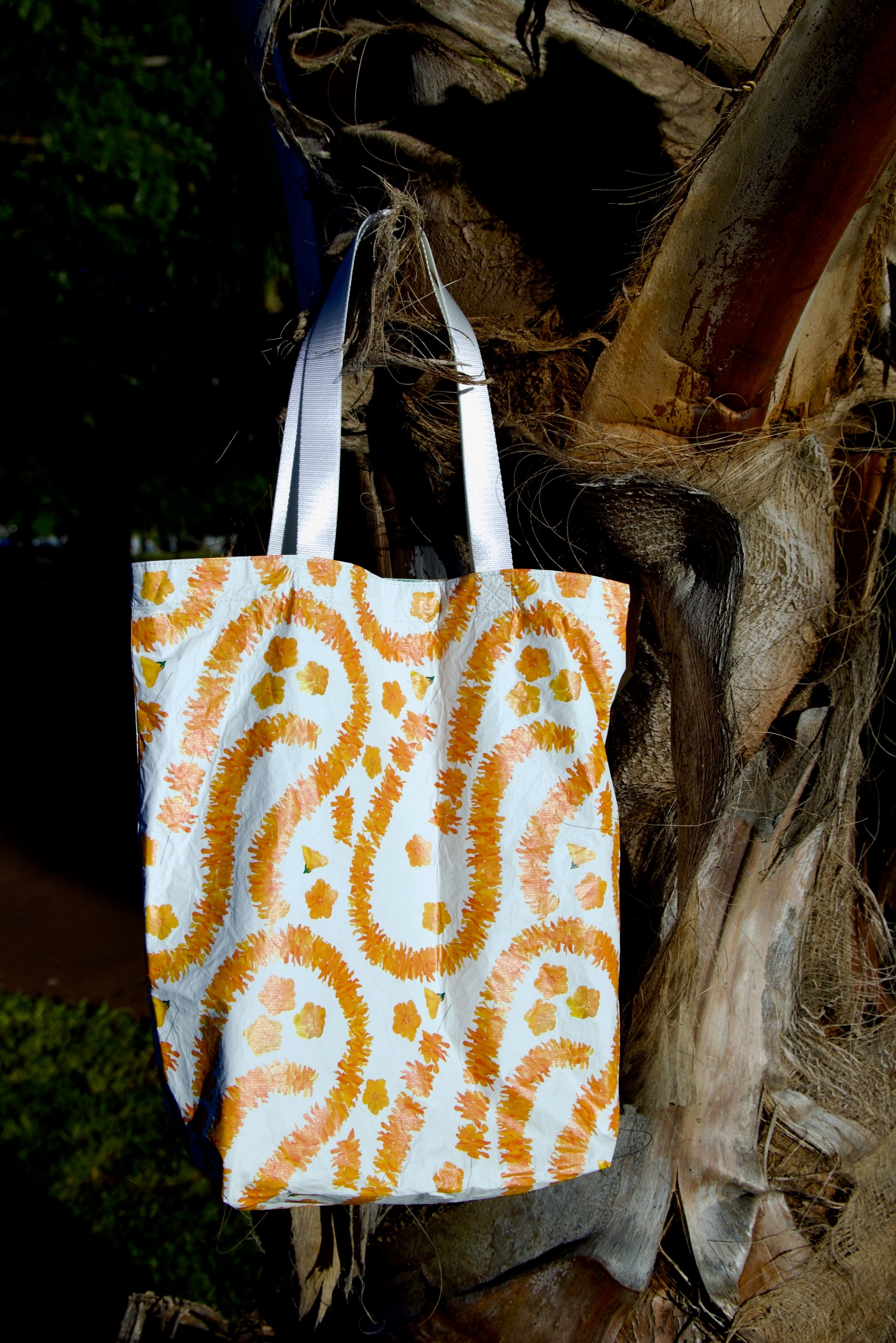 Floral Print Hawaii Tote Bag | Ilima Leis + Pili Grass | Citadine