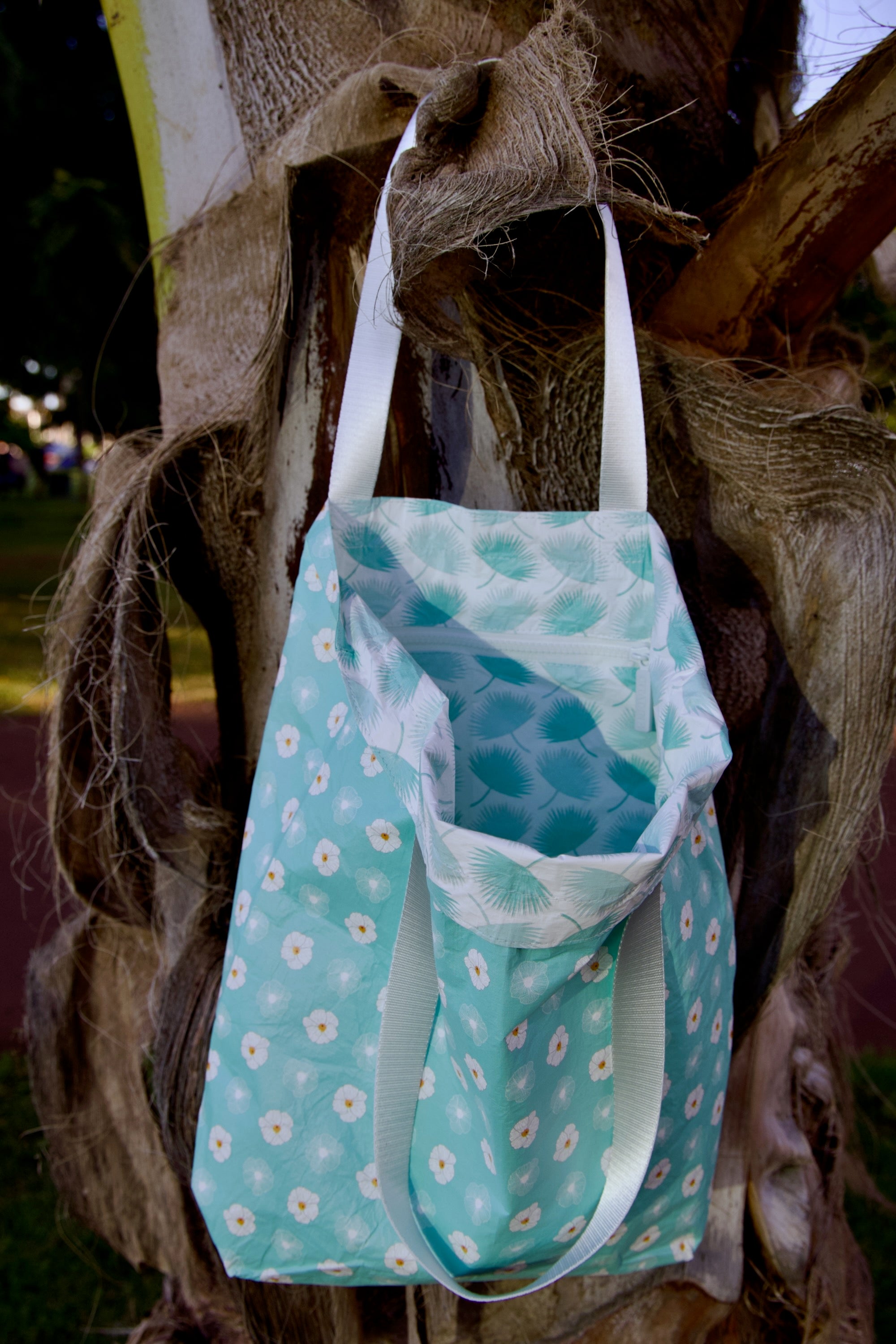 Island-Inspired Tote Bag | Pua Kala And Fan Palm Beach Bag | Citadine