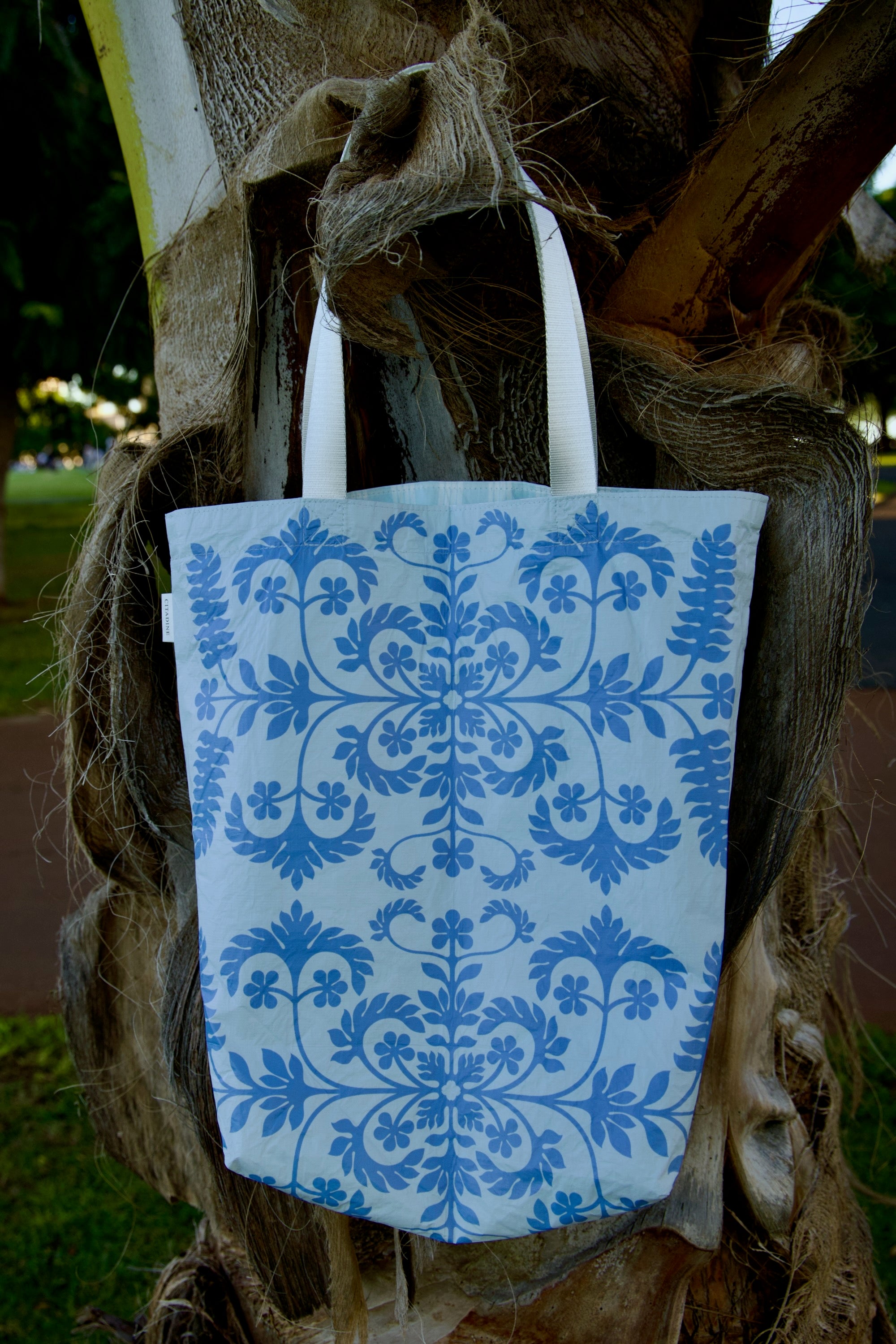 Hawaiian Quilted Tote Bag | Blue On Blue & Palaka Pale Blue| Citadine 