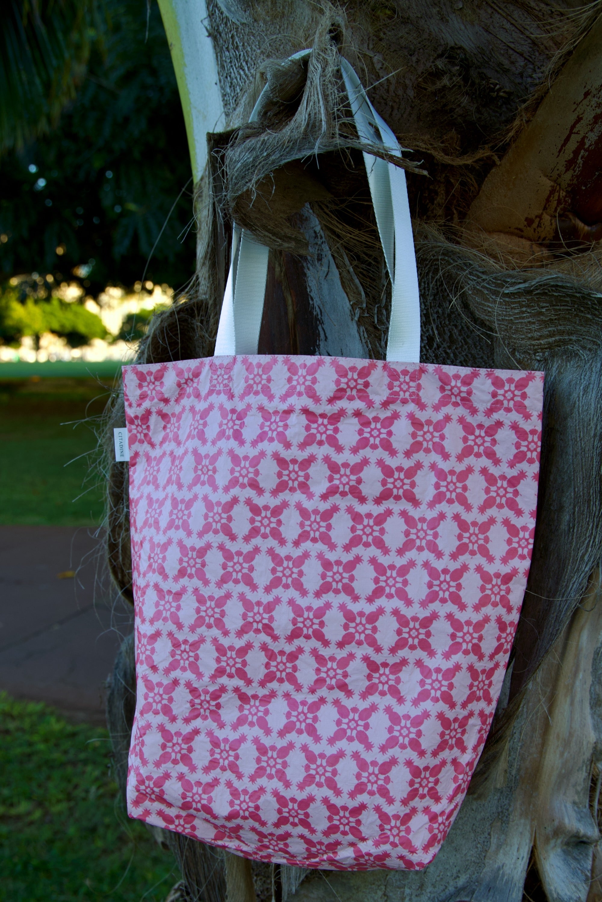 Hawaii Flower Tote Bag | Hibiscus Pineapple + Plumeria Leis | Citadine