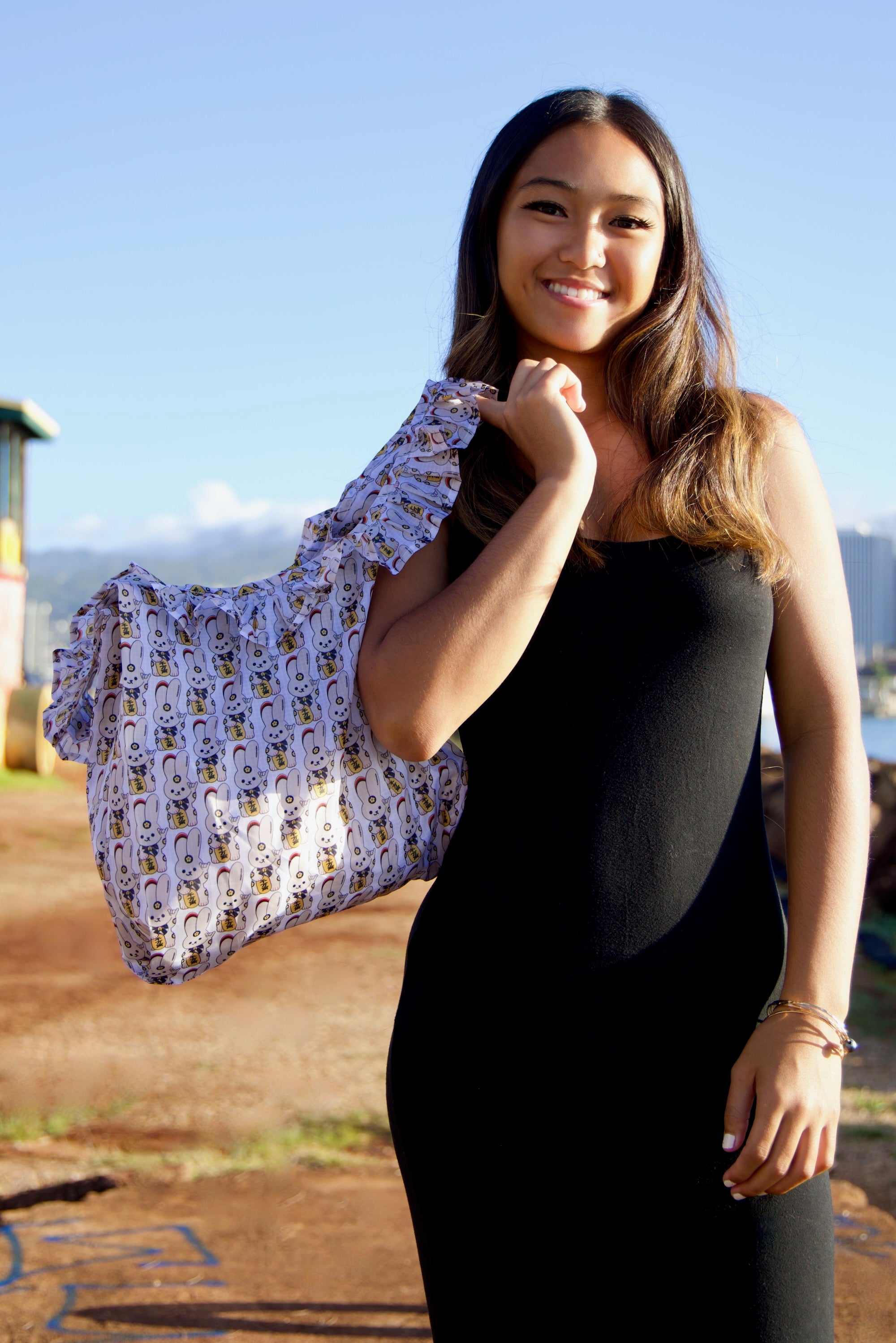Plumeria Rabbit Ānuenue Pattern Lei Bag | Hawaiian themed | Citadine
