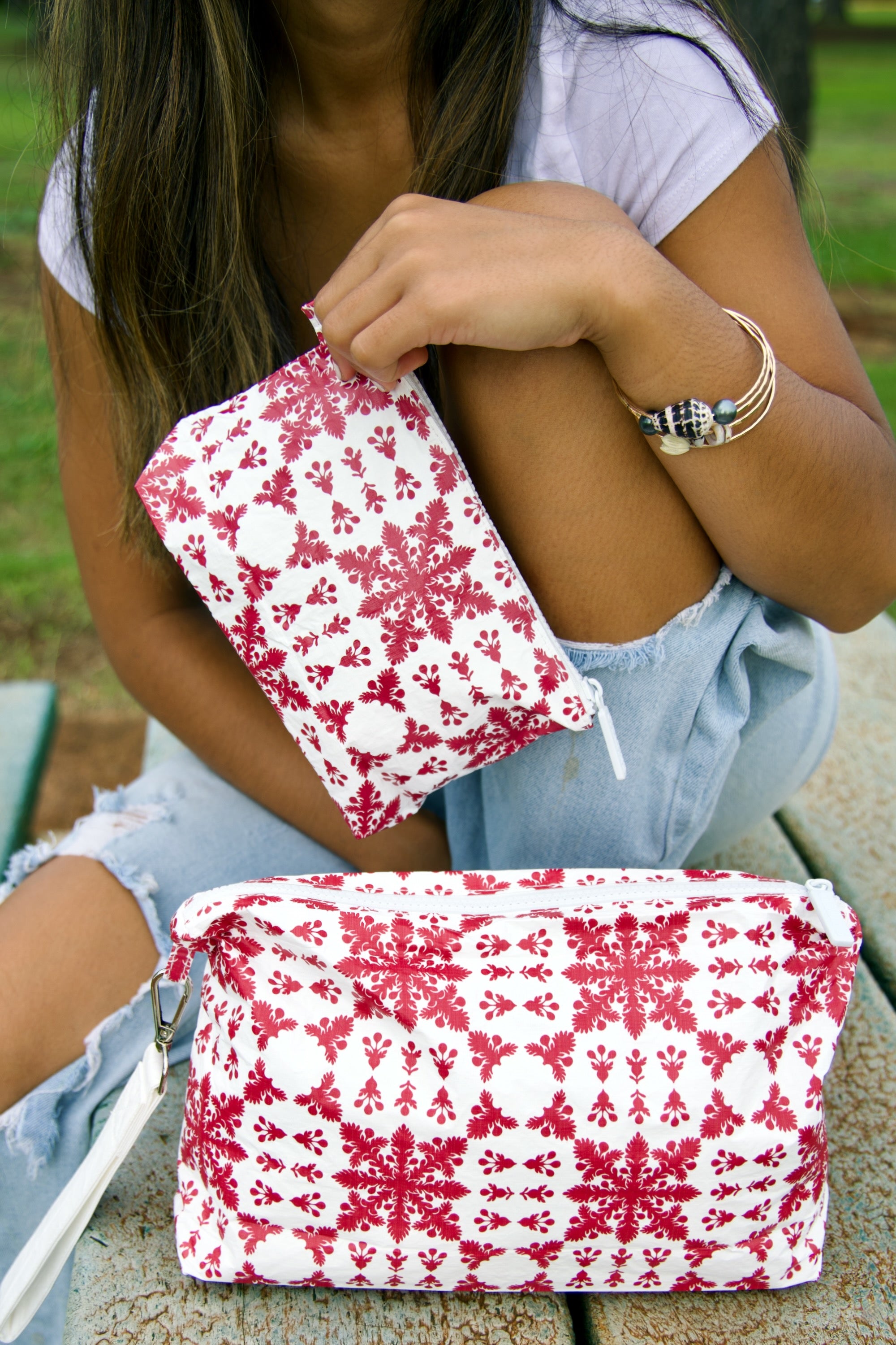 Queen's Quilt Red and White Inspired Pouch Set | Queen Emma | Citadine