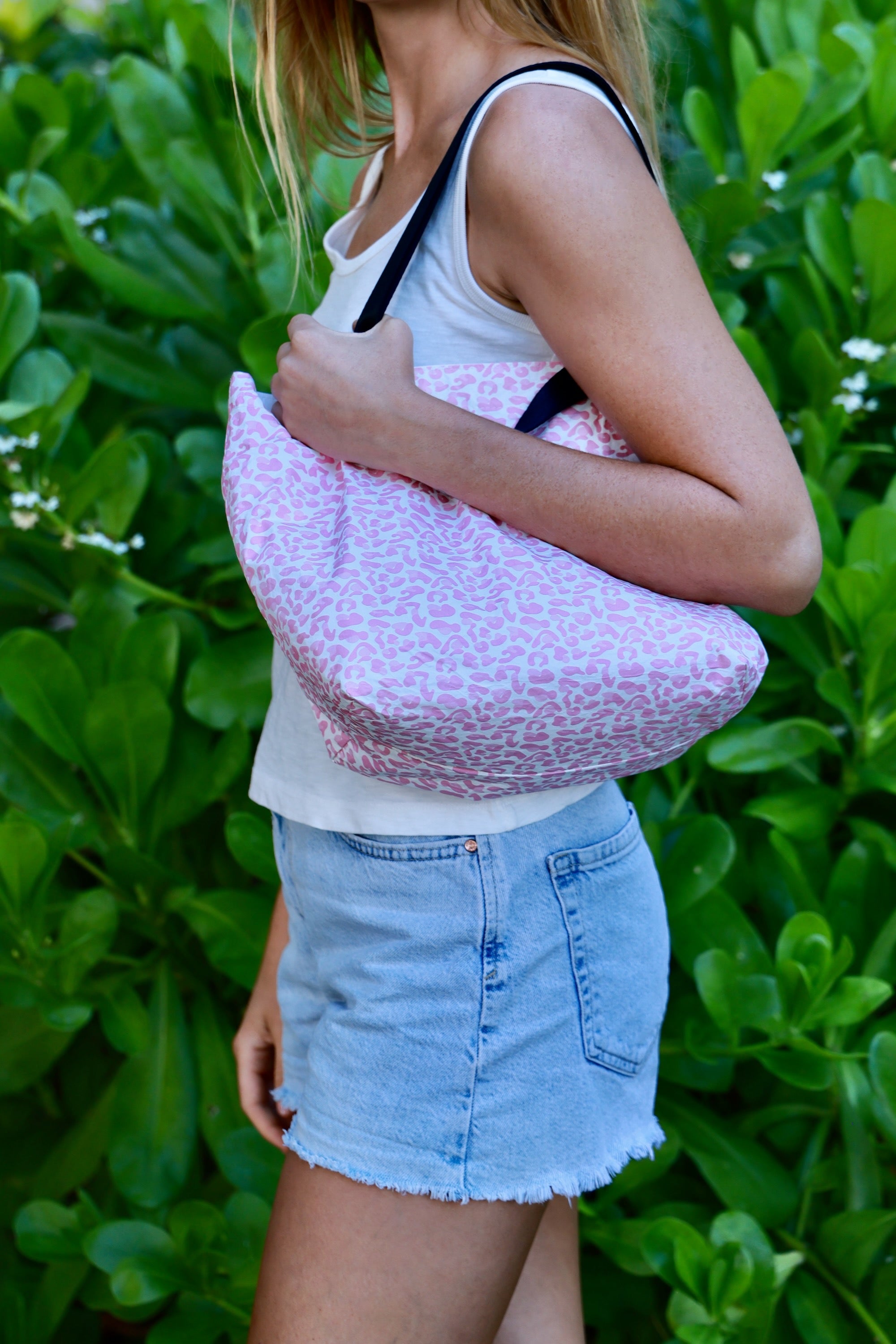 Honolulu Tote Bag - Chinoiserie Royal Garden + Pink Leopard Design