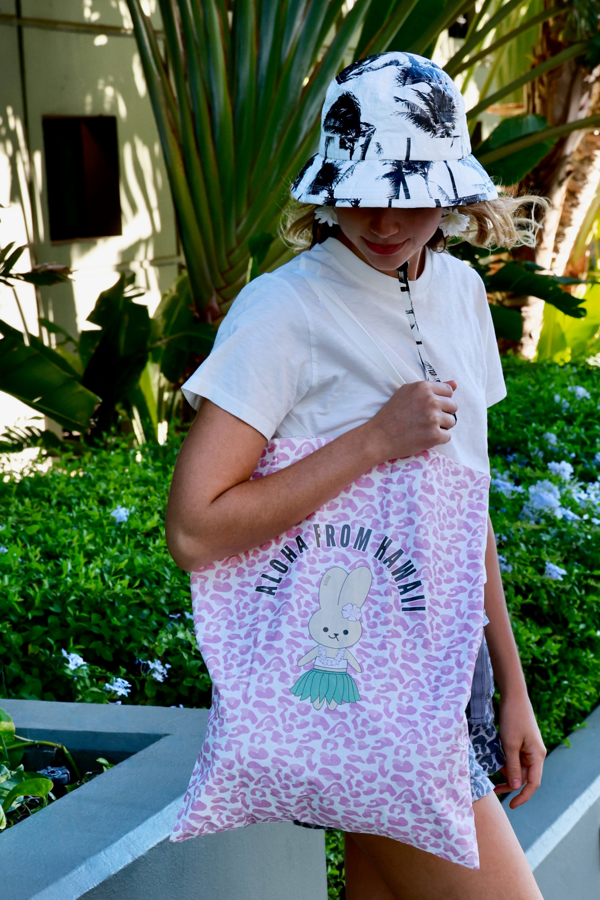 Atasha Rabbit Pink Leopard Print Double Strap Tote Bag