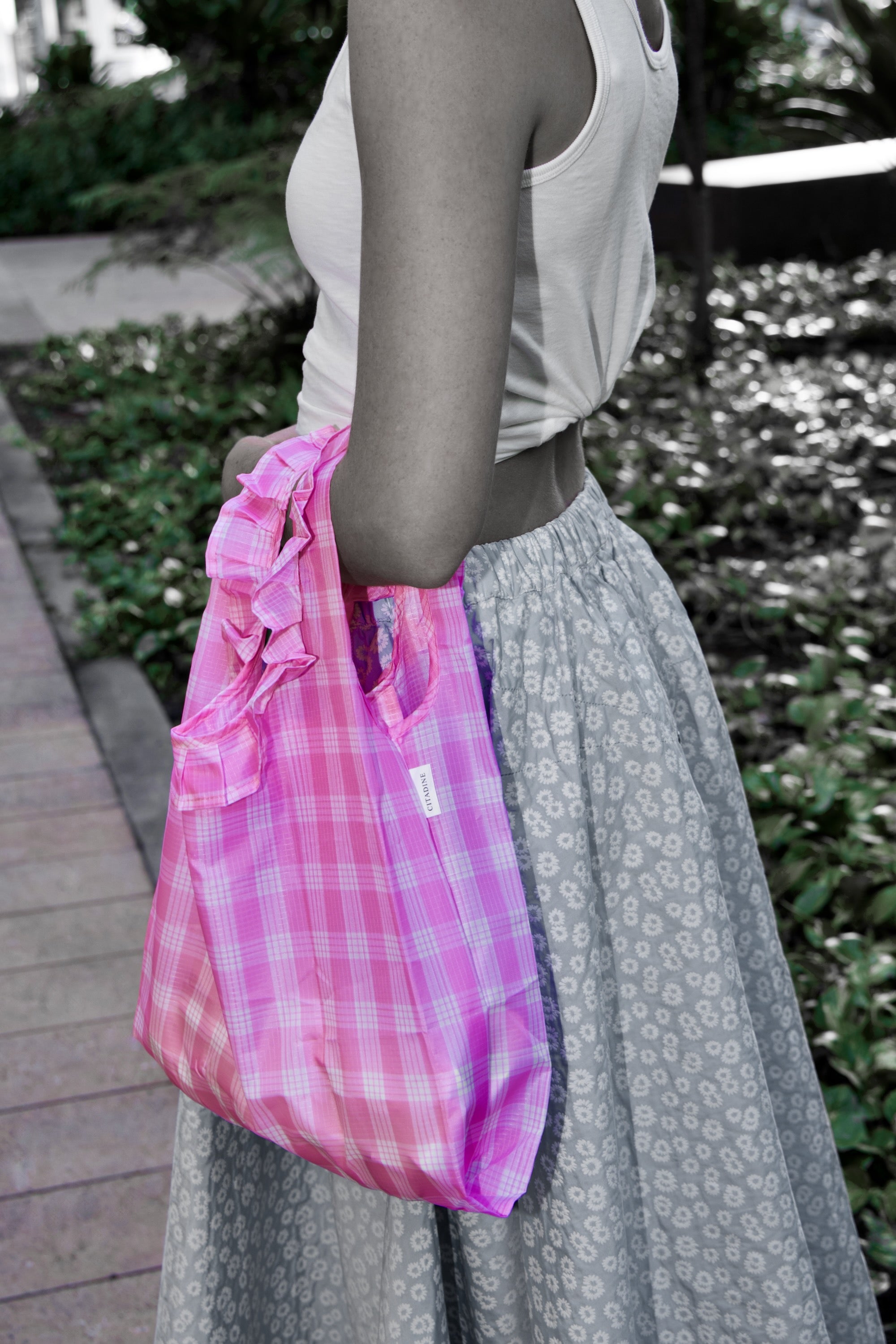 Medium Lei Bag Palaka Light Pink | Hawaiian themed Print | Citadine