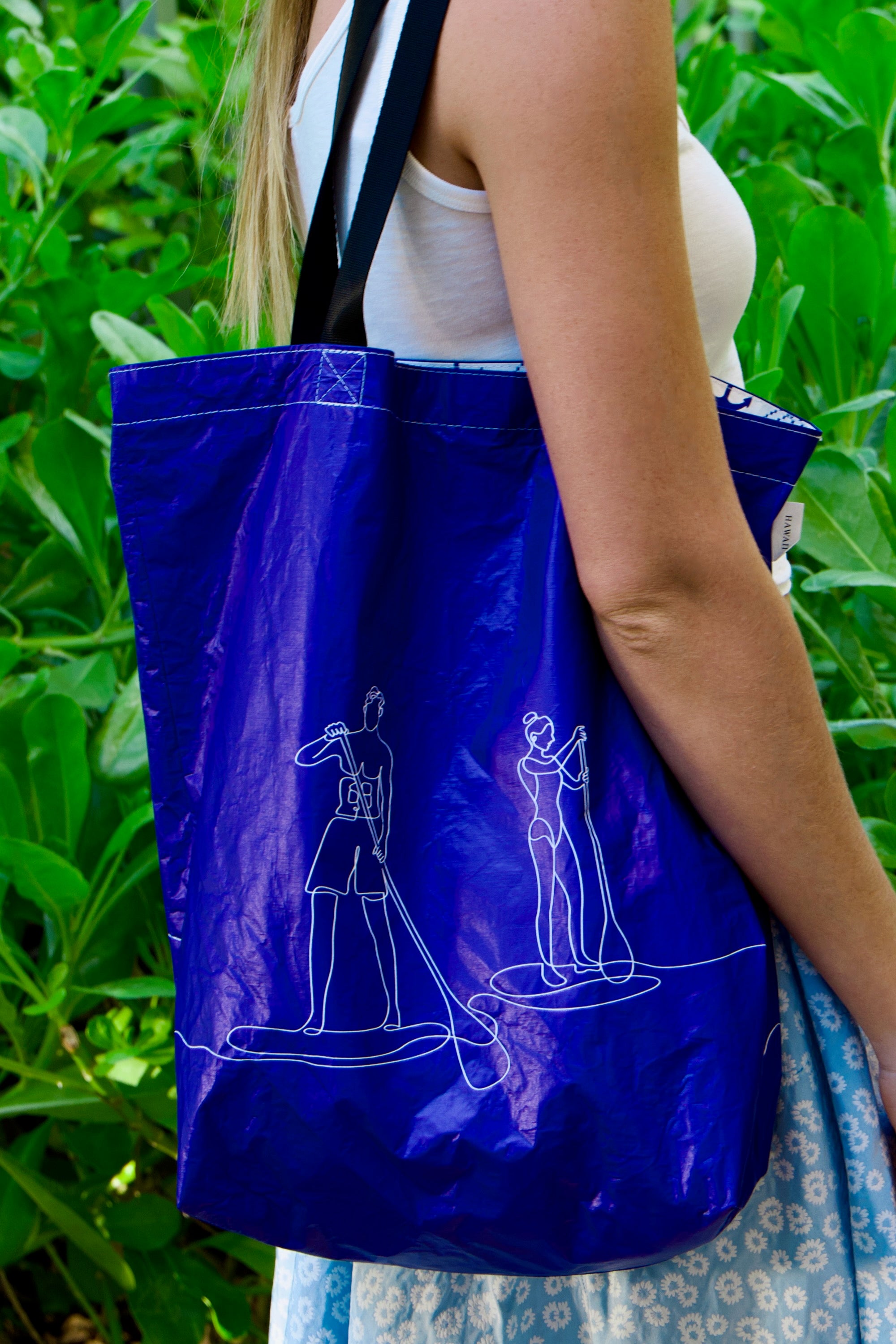Hawaiian Beach Tote Bag | Stand Up Paddlers & Anchors Print | Citadine