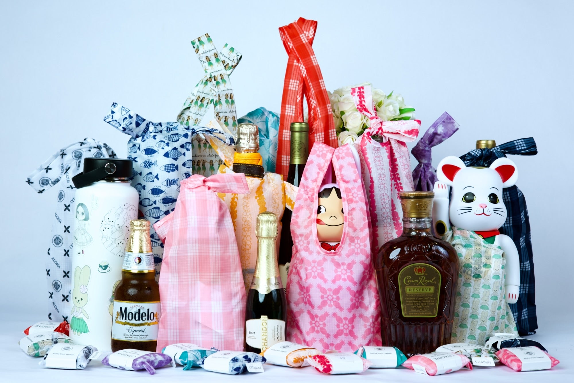 Pua Kenikeni Pink Pattern Bottle Bag | Hawaiian Bottle Bag | Citadine
